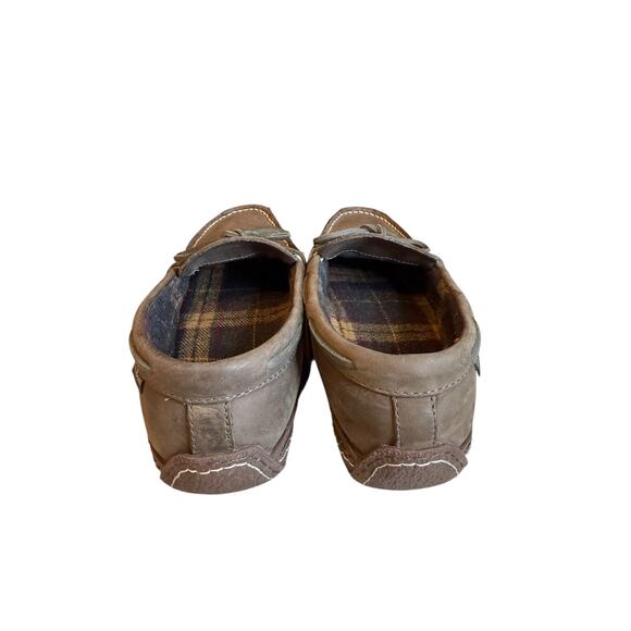 LL Bean Handsewn Leather Slippers Flannel Lined 8 - Picture 4 of 7